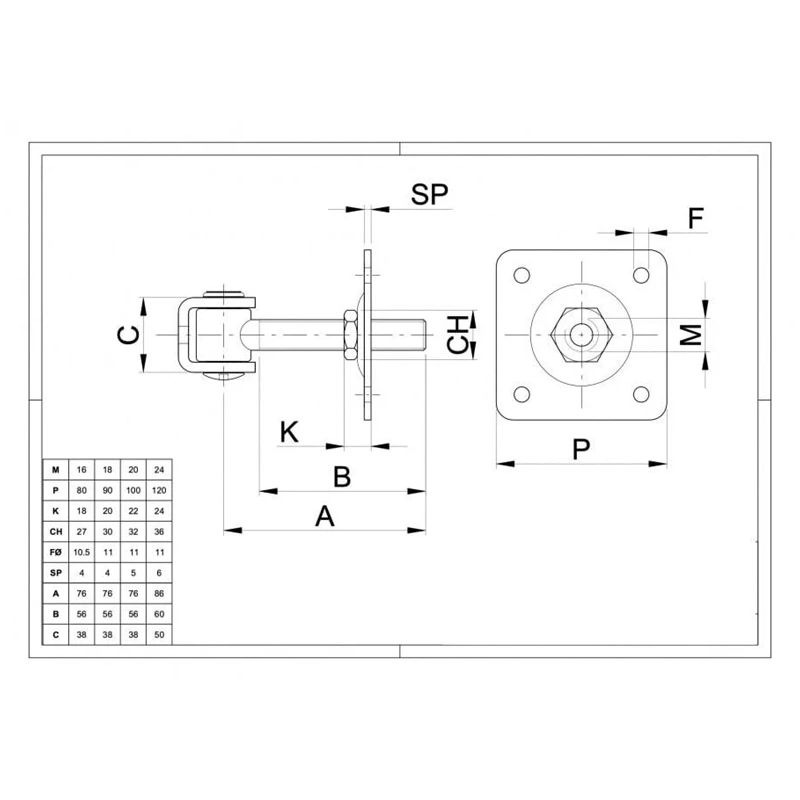 Eņģe vārtiem 425-P M16