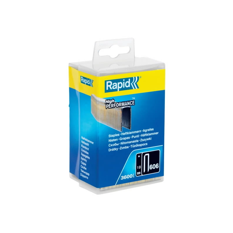 Skavas 606-18 3600 gab., 6,0x1,1mm, melnas, plastmasas kastē, Rapid