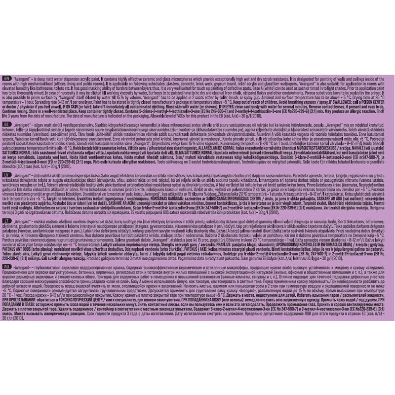 Krāsa dispersijas avangard balti 4.5