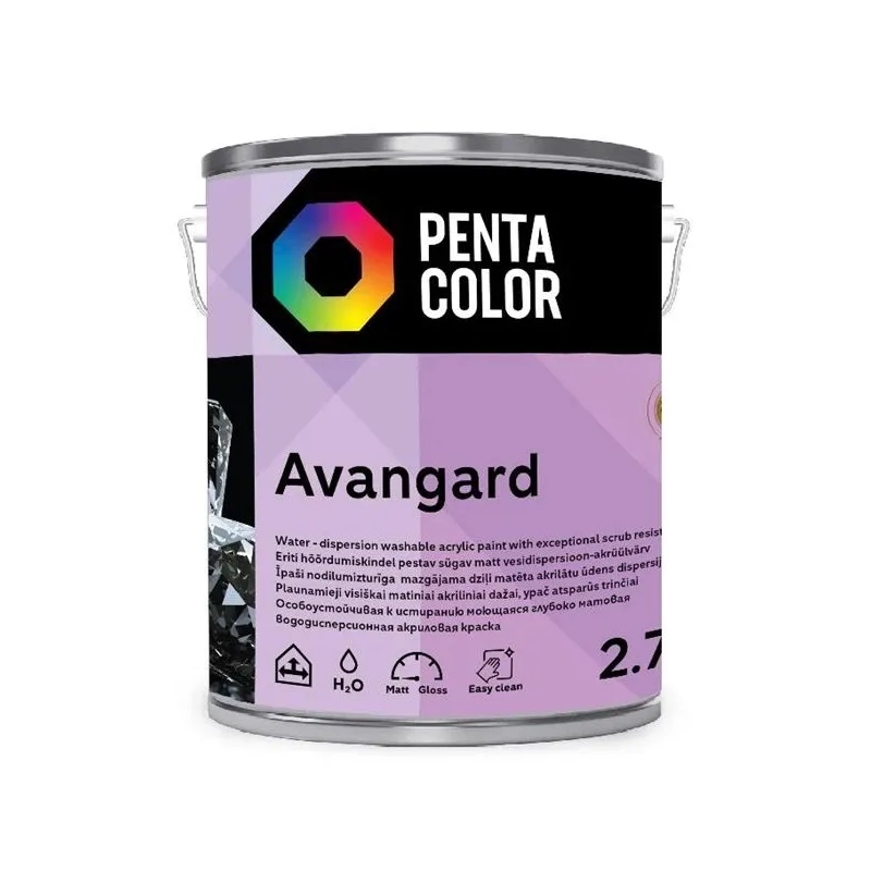 Dispersijas krāsa Pentacolor Avangard, balta krās., 2.7 l
