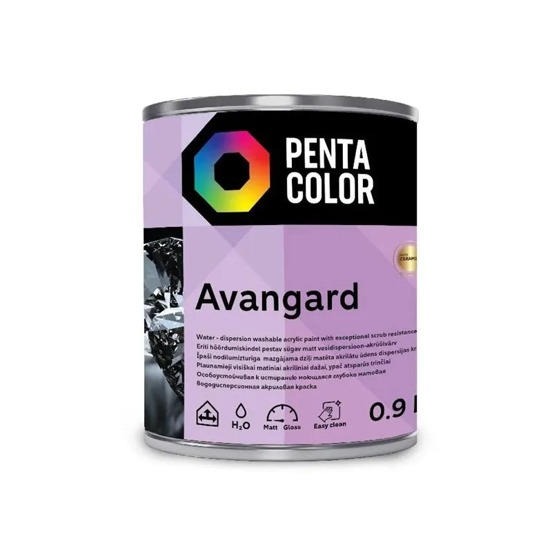 Dispersijas krāsa Pentacolor Avangard, balta krās., 0.9 l