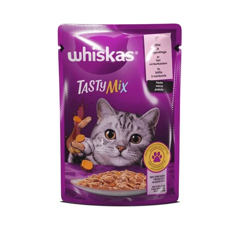Mitrā kaķu barība Whiskas Salmon, carrot, dārzeņi-lasis, 0.085 kg