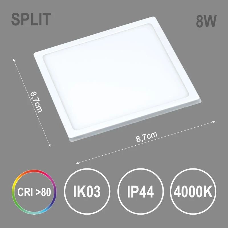 Iebūvējams gaismeklis Tope Split SQ NW. 8W. LED. 4000K
