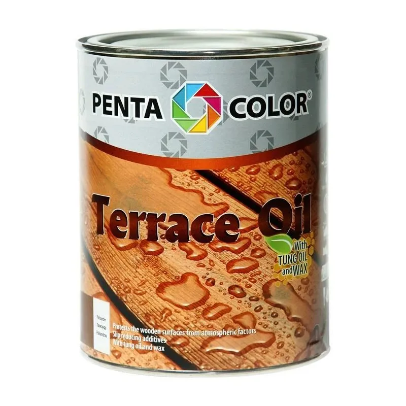 Eļļa terasēm Pentacolor Terrace Oil, caurspīdīga krās., 0.9 l