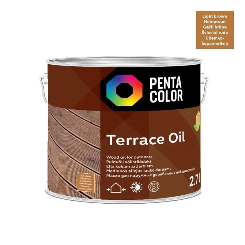 Eļļa terasēm Pentacolor Terrace Oil, gaiši brūna krās., 2.7 l