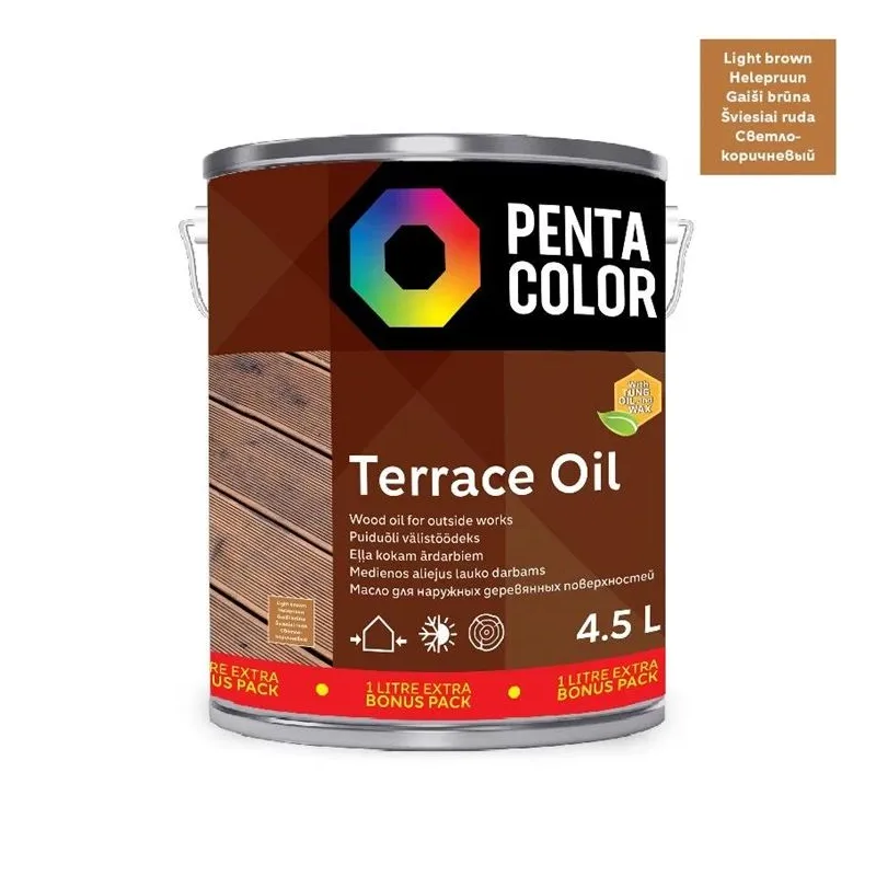 Eļļa terasēm Pentacolor Terrace Oil, gaiši brūna krās., 4.5 l