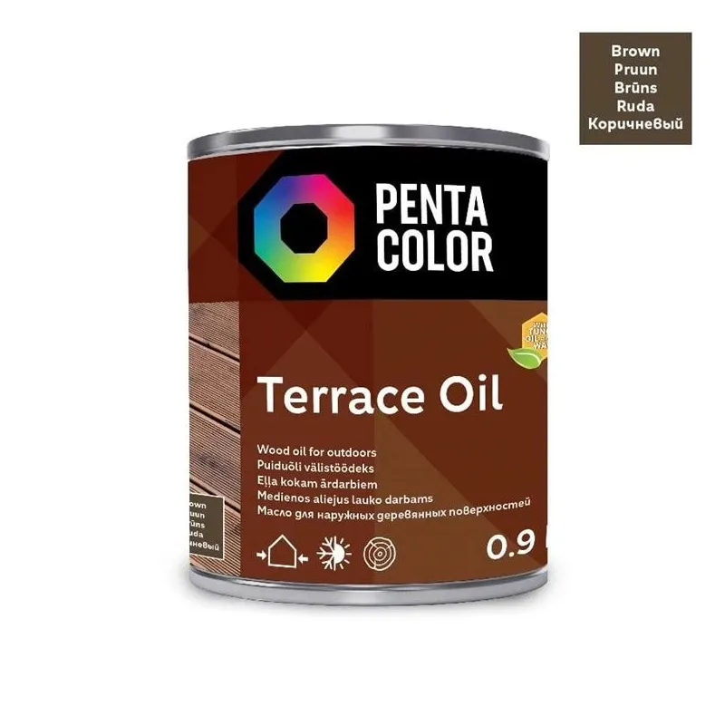 Eļļa terasēm Pentacolor Terrace Oil, brūna krās., 0.9 l