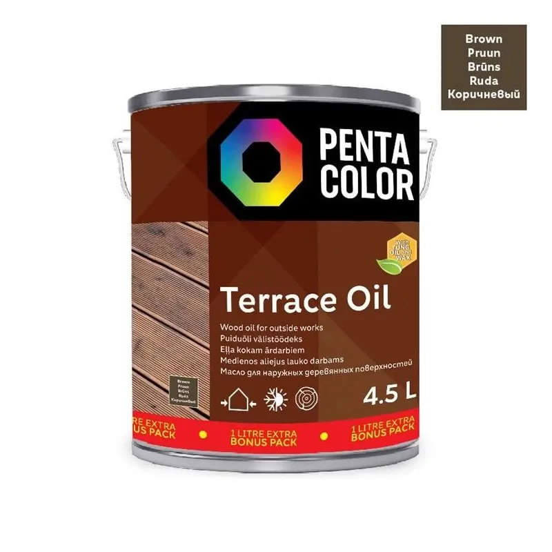 Eļļa terasēm Pentacolor Terrace Oil, brūna krās., 4.5 l