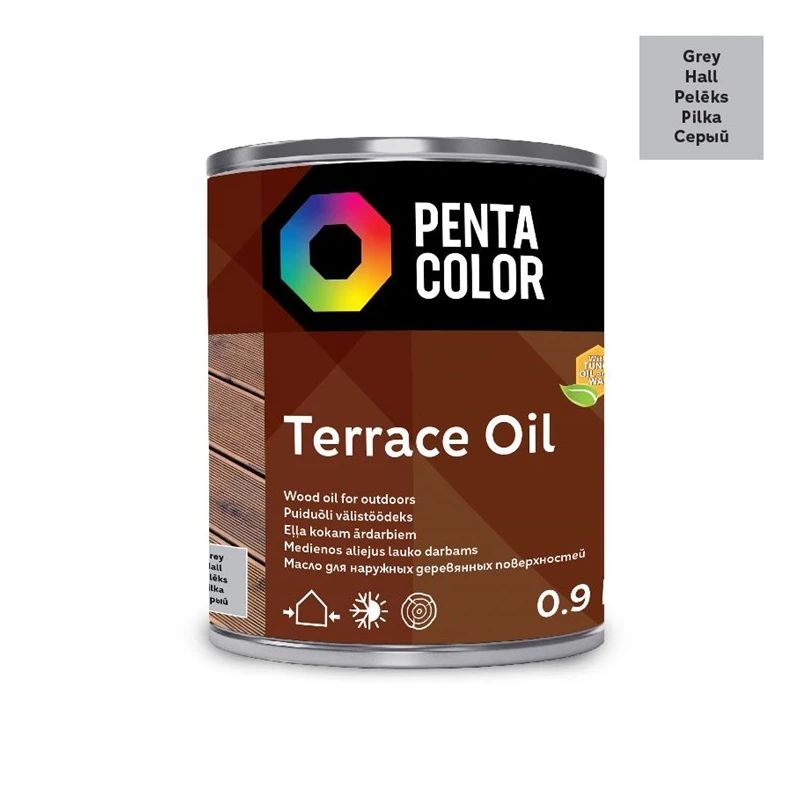 Tungų aliejus terasoms Pentacolor Terrace Oil. pilkas. 0.9 l