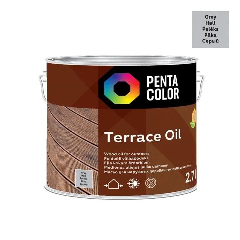 Eļļa terasēm Pentacolor Terrace Oil, pelēka krās., 2.7 l
