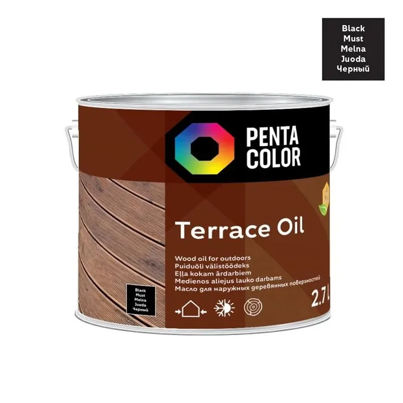 Eļļa terasēm Pentacolor Terrace Oil, melna krās., 2.7 l