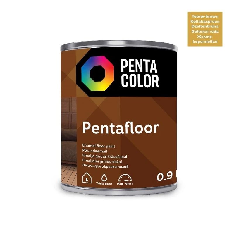 Grīdas krāsa Pentacolor Pentafloor, dzelteni brūnas, 0.9 l