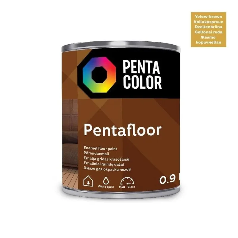 Grīdas krāsa Pentacolor Pentafloor, dzelteni brūnas, 0.9 l