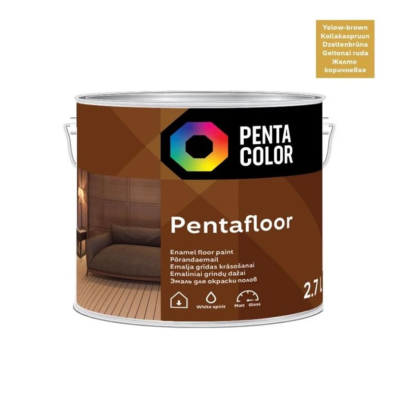 Grīdas krāsa Pentacolor Pentafloor, dzelteni brūnas, 2.7 l