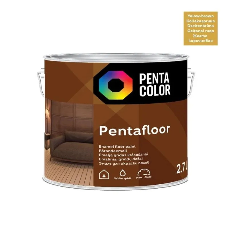 Grindų dažai Pentacolor Pentafloor, geltonai ruda sp., 2.7 l