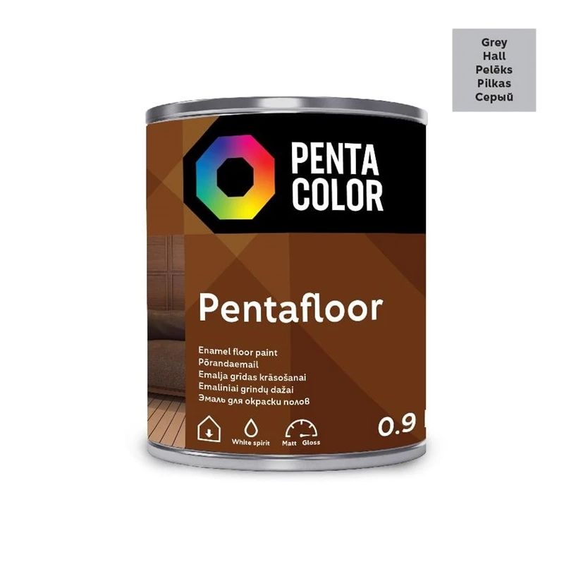 Grīdas krāsa Pentacolor Pentafloor, pelēkas, 0.9 l