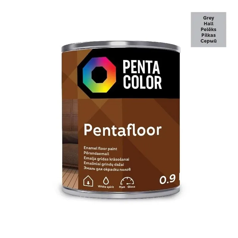 Grīdas krāsa Pentacolor Pentafloor, pelēkas, 0.9 l