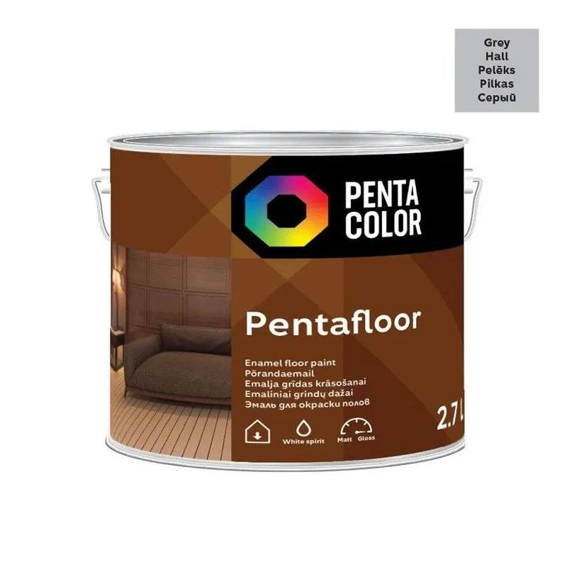 Grindų dažai Pentacolor Pentafloor, pilka sp., 2.7 l