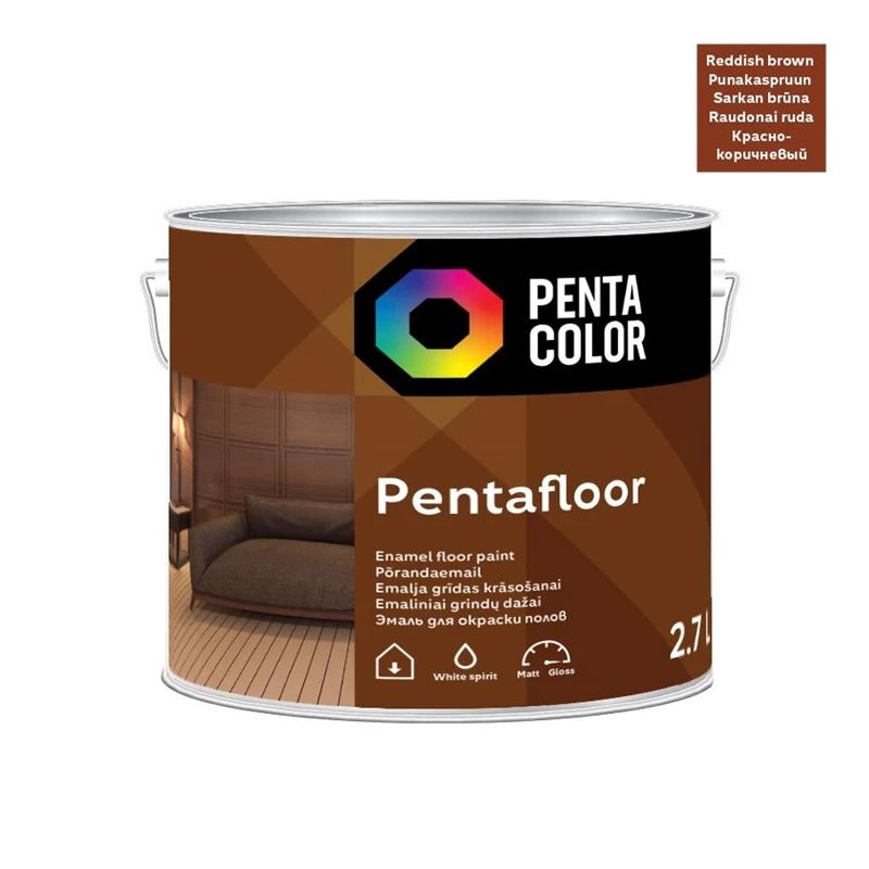 Grīdas krāsa Pentacolor Pentafloor, sarkanbrūnas, 2.7 l