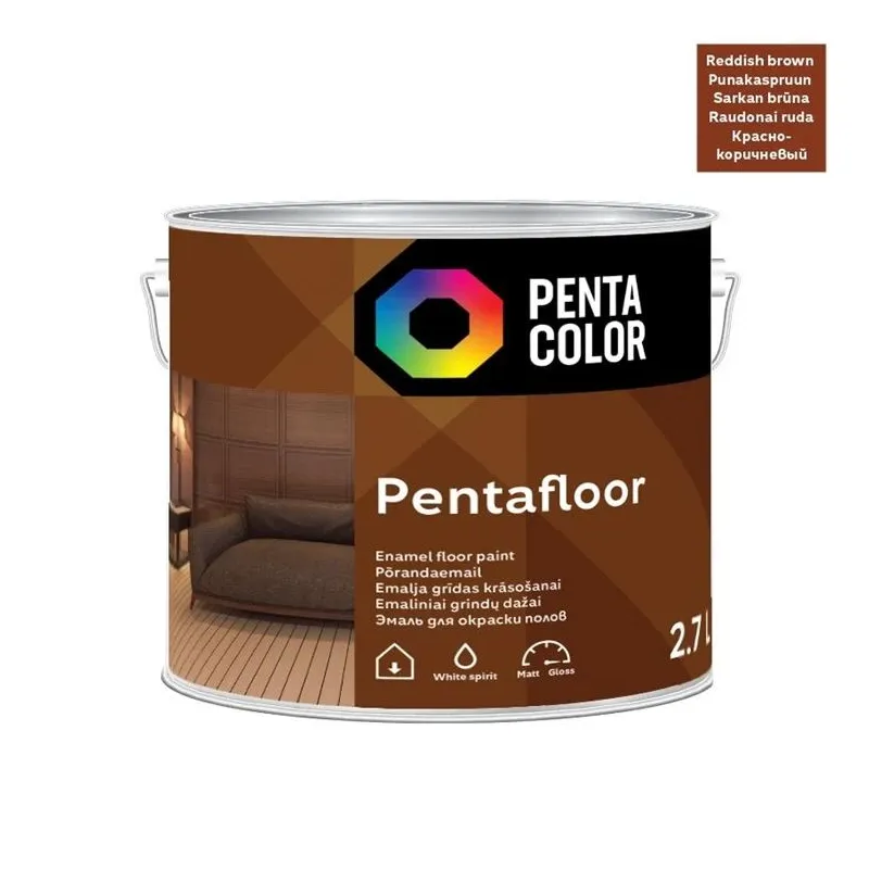 Grīdas krāsa Pentacolor Pentafloor, sarkanbrūnas, 2.7 l