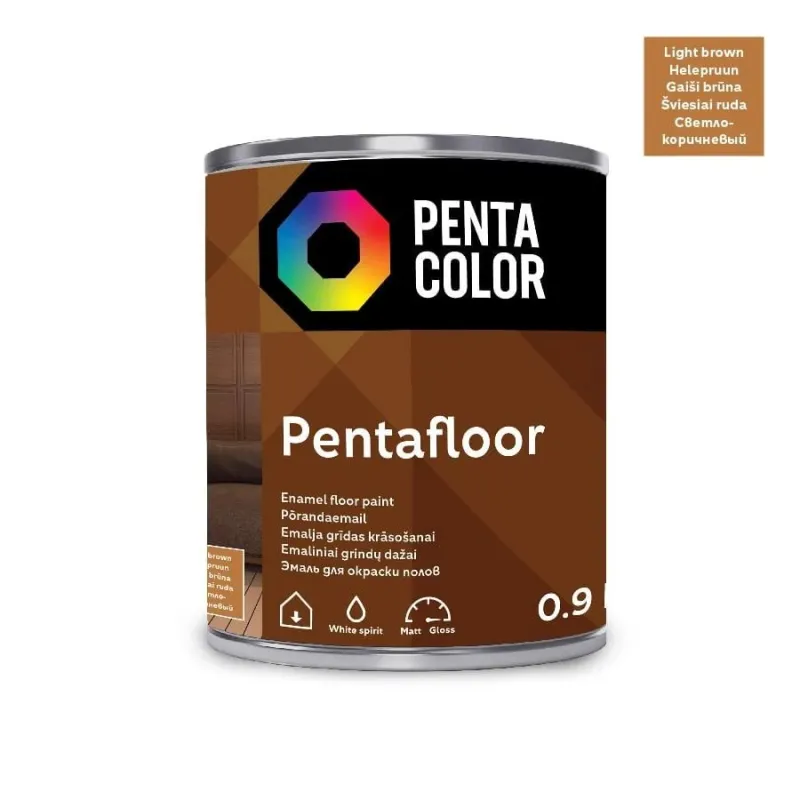 Grīdas krāsa Pentacolor Pentafloor, gaiši brūna krās., 0.9 l