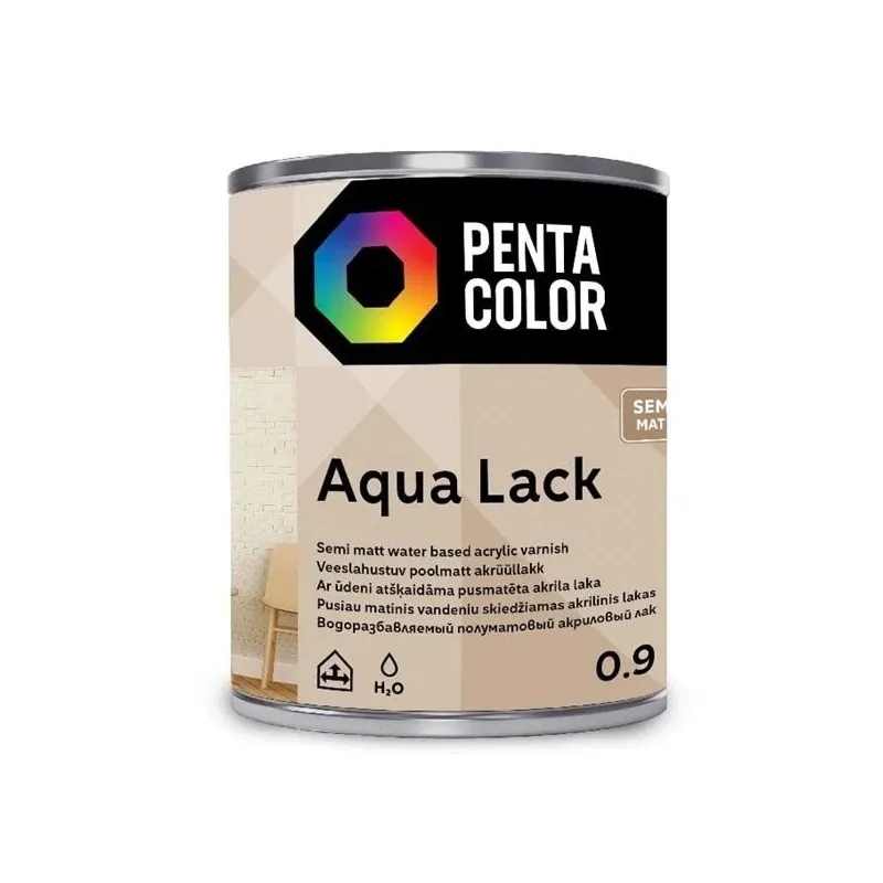 Laka, pus-matēts Pentacolor Aqua Lack, 0.9 l