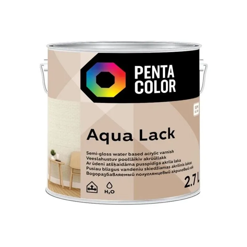 Laka, pus-spīdīgs Pentacolor Aqua Lack, 2.7 l