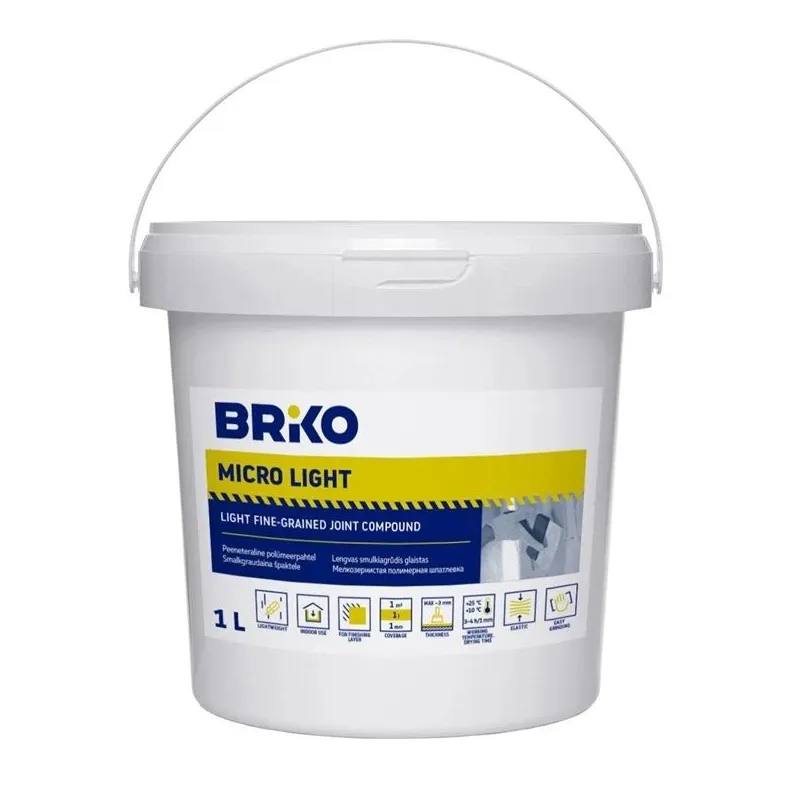 Špaktele Briko Micro Light, viegli smalkgraudains, balta krās., 1 l