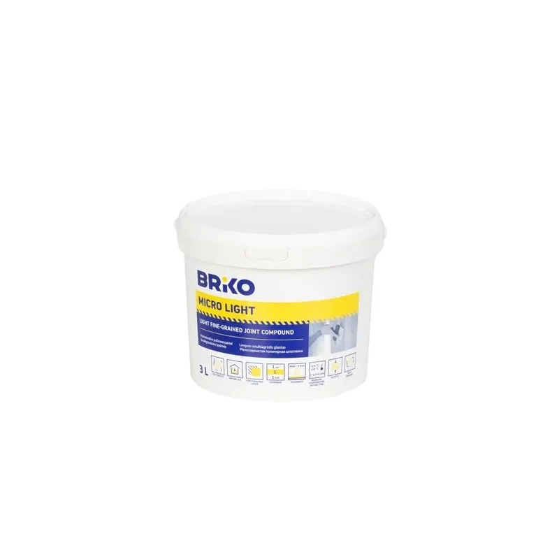 Шпаклевка Briko Micro Light, легкое мелкозернистое, белый цв., 3 l
