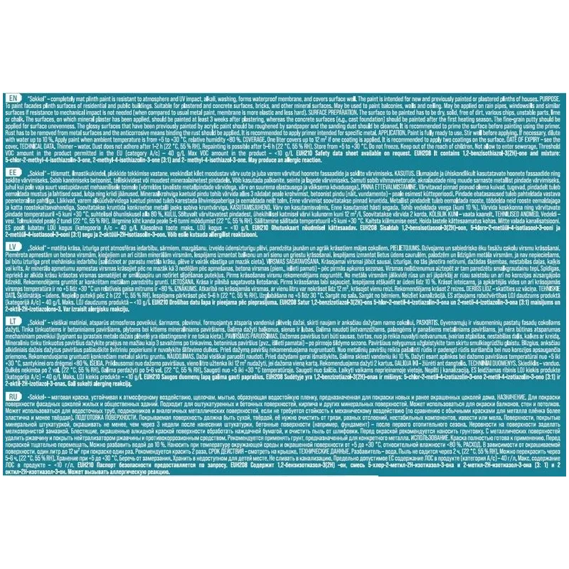 Fasādes krāsas bāze Pentacolor Sokkel, emulsija, pilnīgi matēta, 3 l