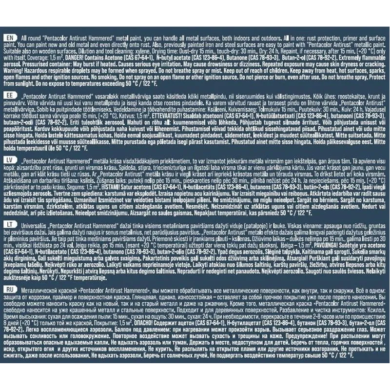 Krāsu aerosoli Pentacolor Hammered Effect, dekoratīvie, melna krās., 0.4 l