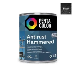 Краска-эмаль, универсальные Pentacolor Anti Rust Hammered, блестящий, 0.75 l, черный