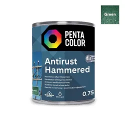 Emaliniai dažai, universalūs Pentacolor Anti Rust Hammered, blizgus, 0.75 l, žalia sp.