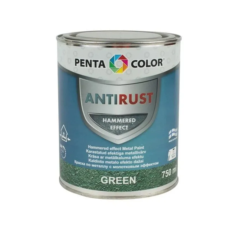 Emaliniai dažai, universalūs Pentacolor Anti Rust Hammered, blizgus, 0.75 l, žalia sp.
