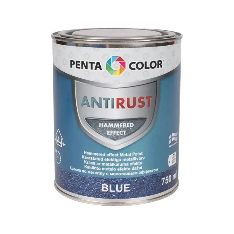 Emaliniai dažai, universalūs Pentacolor Anti Rust Hammered, blizgus, 0.75 l, mėlyna sp.