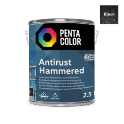 Emaliniai dažai, universalūs Pentacolor Anti Rust Hammered, blizgus, 2.5 l, juoda sp.
