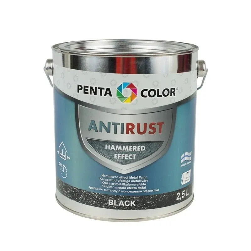 Emaliniai dažai, universalūs Pentacolor Anti Rust Hammered, blizgus, 2.5 l, juoda sp.