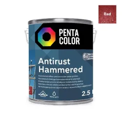 Краска-эмаль, универсальные Pentacolor Anti Rust Hammered, блестящий, 2.5 l, красный