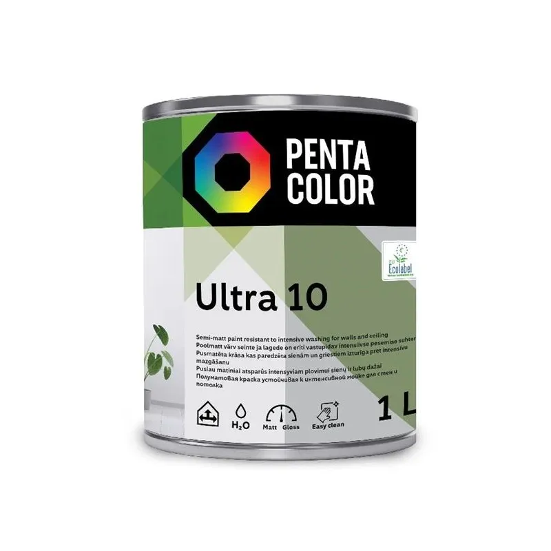 Dispersijas krāsa Pentacolor Ultra 10, balta, 1 l