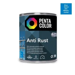 Emaliniai dažai, metalo konkstrukcijoms, apsaugant nuo korozijos Pentacolor Anti Rust, pusiau blizgus, 0.9 l, mėlyna sp.