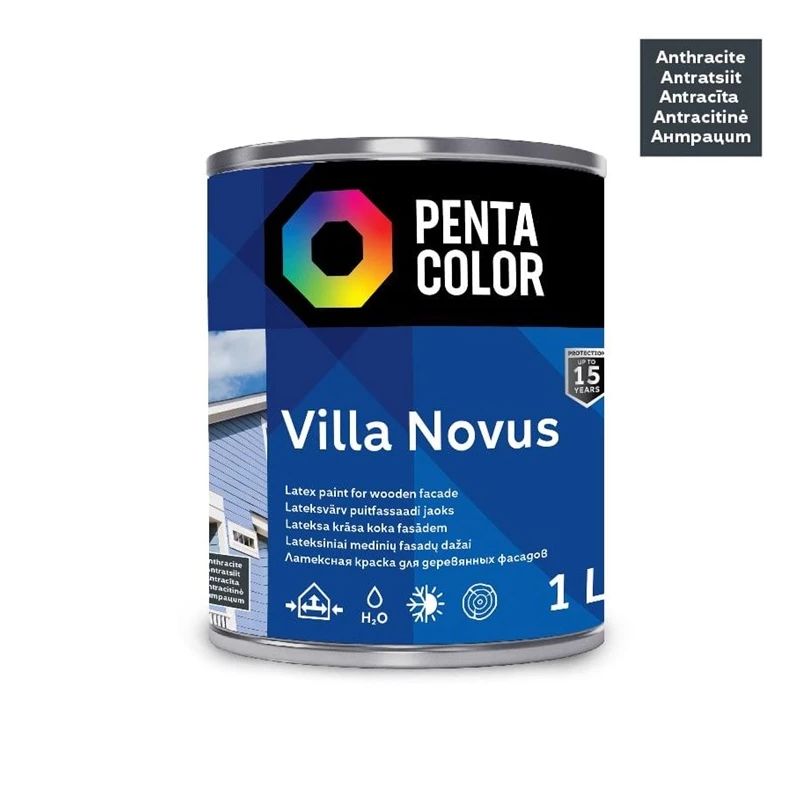 Fasāžu krāsa Pentacolor Villa Novus. antracīta. 1 l