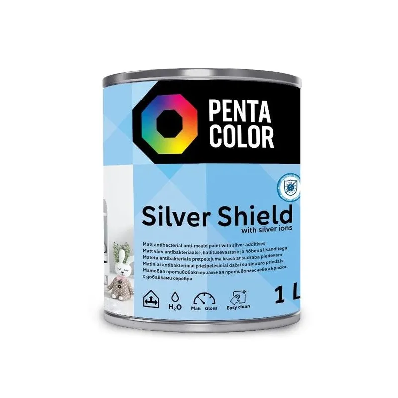 Sienu krāsa Pentacolor Silver Shield, balta, 1 l