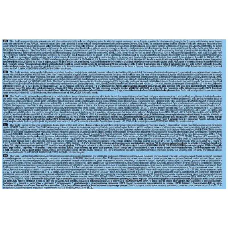 Sienu krāsa Pentacolor Silver Shield, balta, 1 l