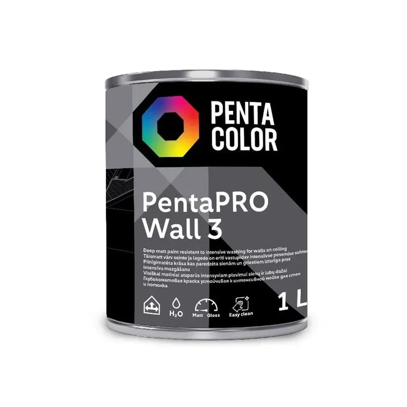 Krāsa Pentacolor PentaPro Wall 3, balta, 1 l