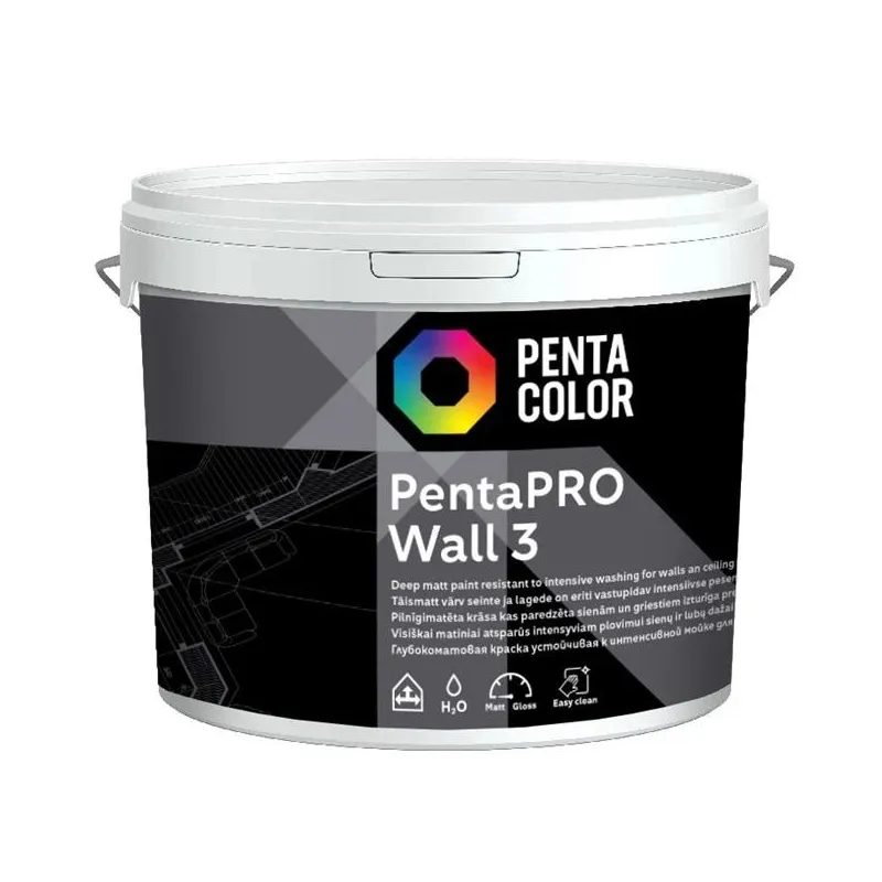 Krāsa Pentacolor PentaPro Wall 3, balta, 3 l
