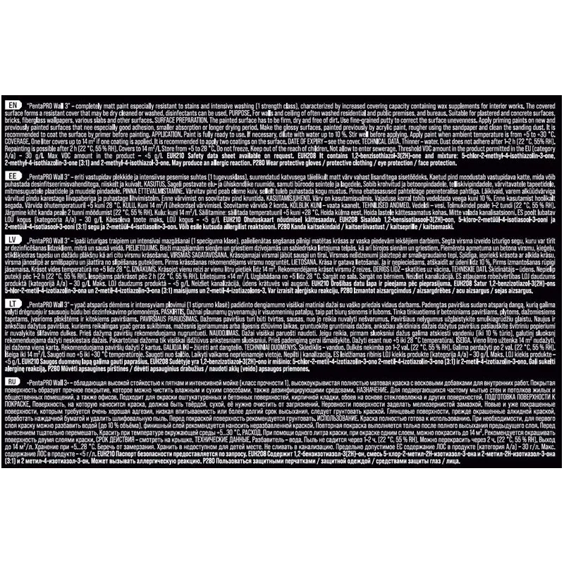 Krāsa Pentacolor PentaPro Wall 3, balta, 10 l