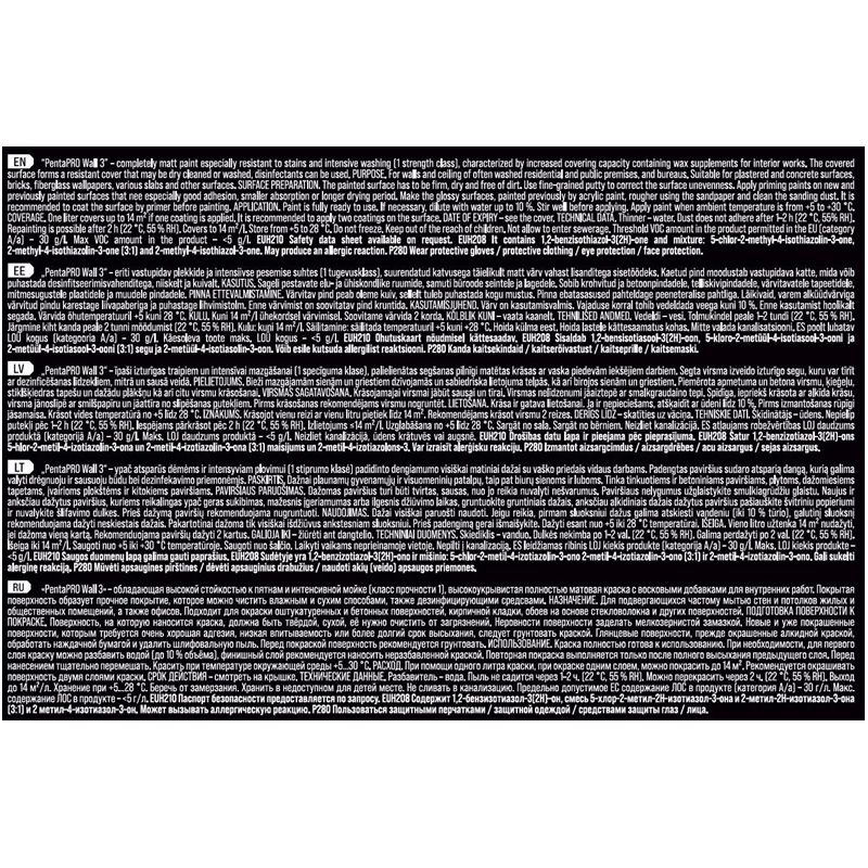 Krāsas pamatne Pentacolor Wall 3. emulsija. 1 l