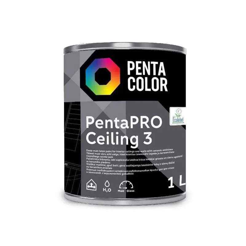 Krāsa Pentacolor PentaPro Ceiling 3, balta, 1 l