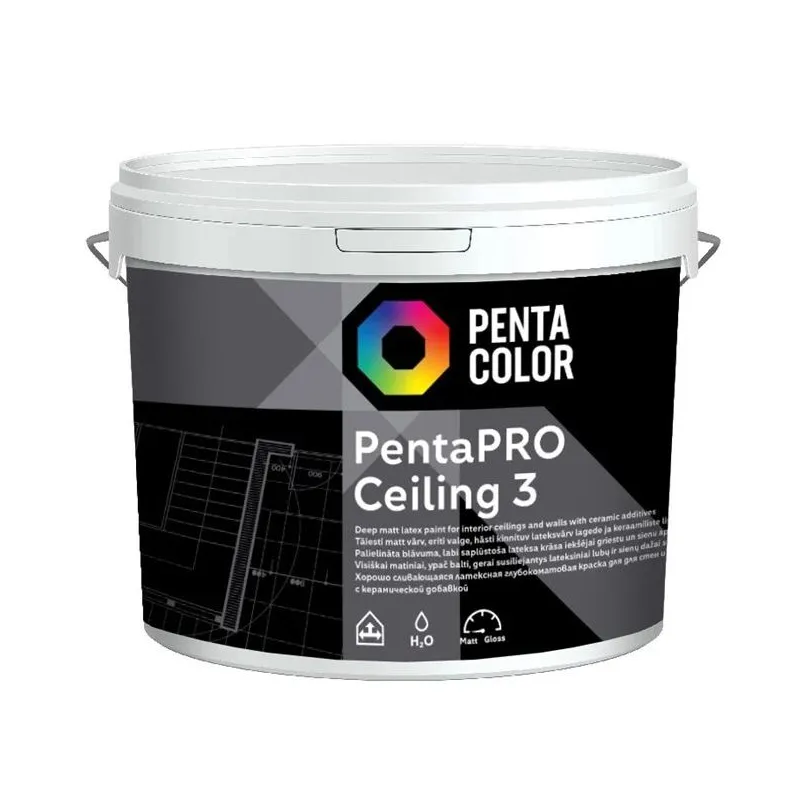 Krāsa Pentacolor PentaPro Ceiling 3, balta, 10 l