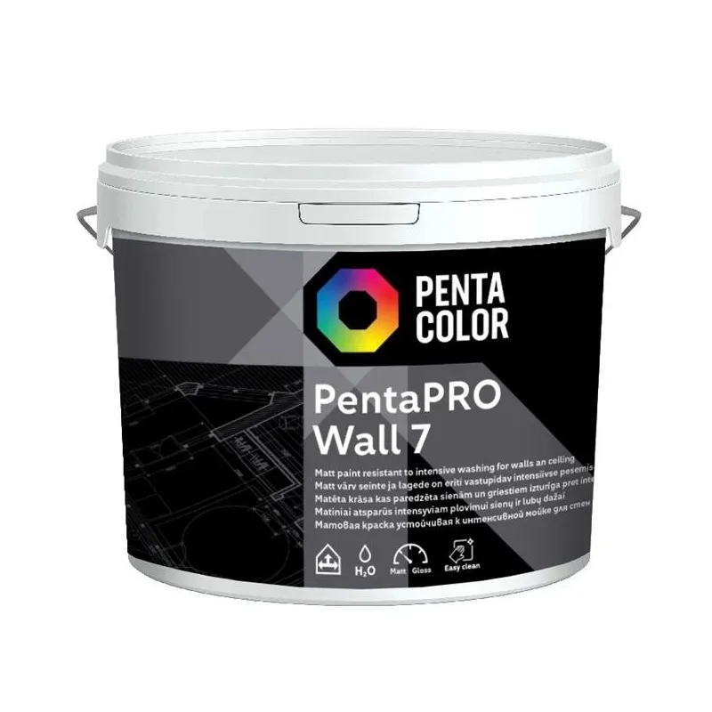 Krāsa Pentacolor PentaPro Wall 7, balta, 5 l